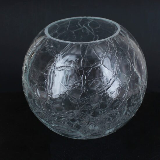 6IN. CLEAR CRACKLE GLASS BALL WITH 3IN. HOLE NECKLESS